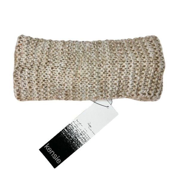 NWT Kensie Twist Knit Headband Cream Sequin Detailed Fall Winter Accessories - Picture 4 of 9